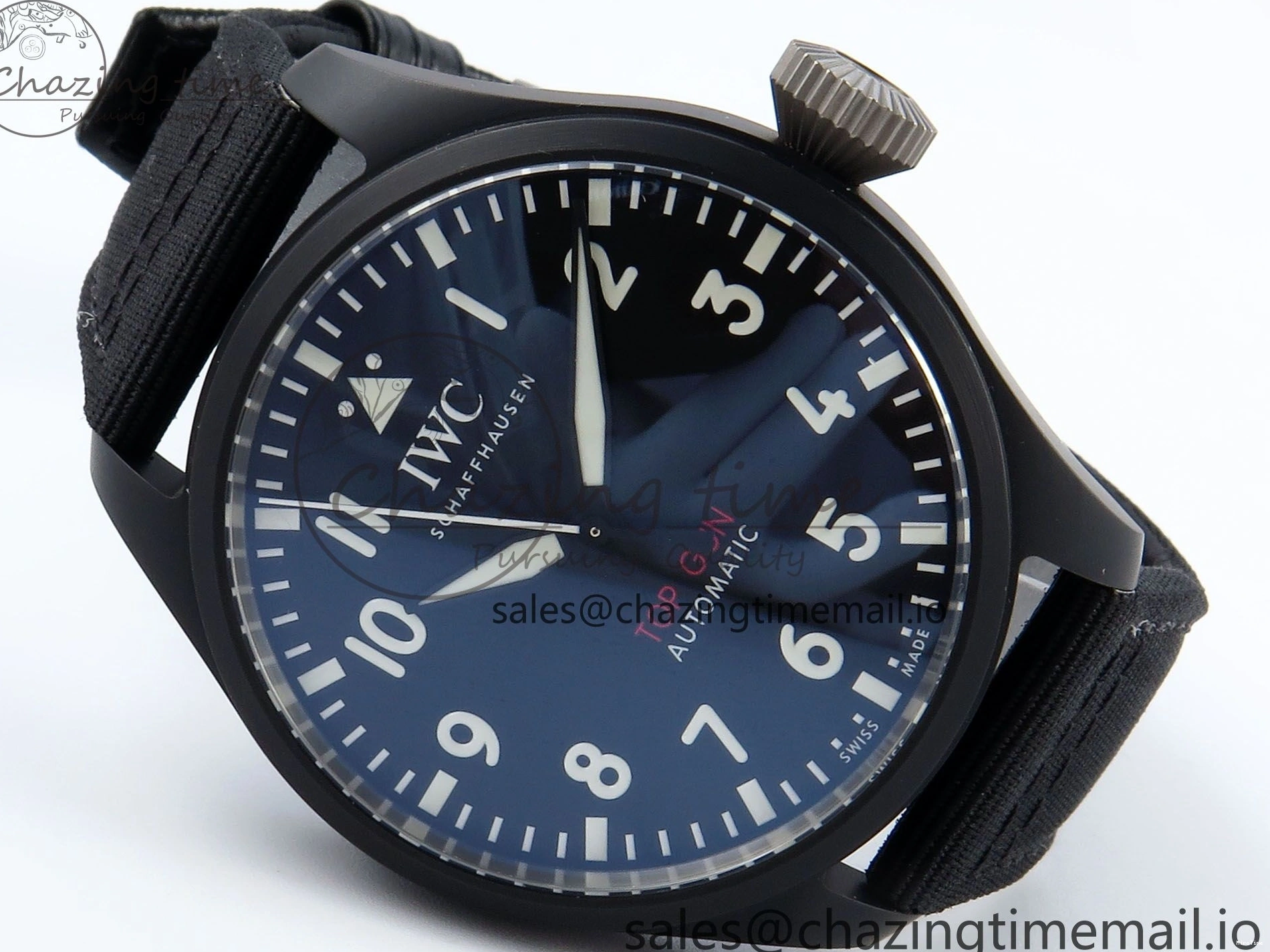 MIROTIME 1229 Durable Pilot Top Gun IW326901 M+F 1:1 Best Edition Black Dial on Black Nylon Strap MY 7003